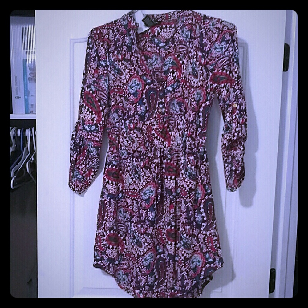 Red white and blue paisley tunic top
