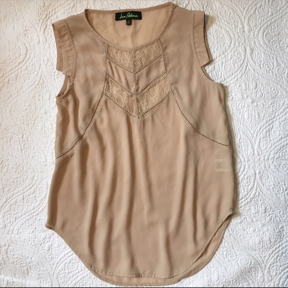 Sam Edelman ladder and lace detail blouse