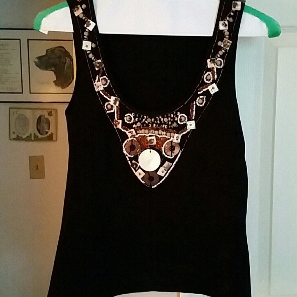 Top with beads and mother of pearl shell accents