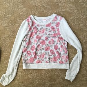 Crew neck sweater with roses
