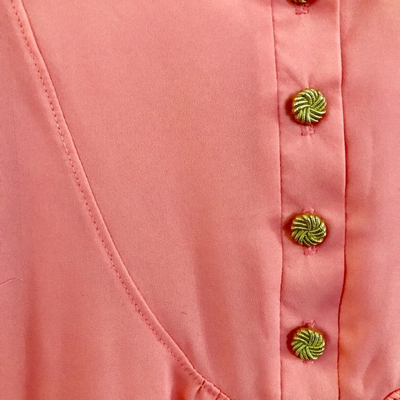 Flowy Salmon Blouse with Gold Button Detail - Picture 2 of 2