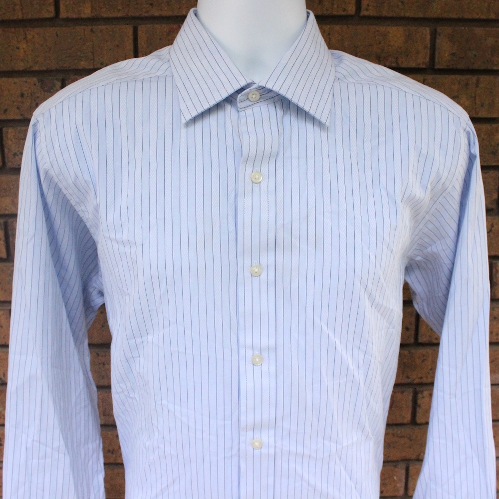 Sean John Blue/White Stripe Dress Shirt Size L