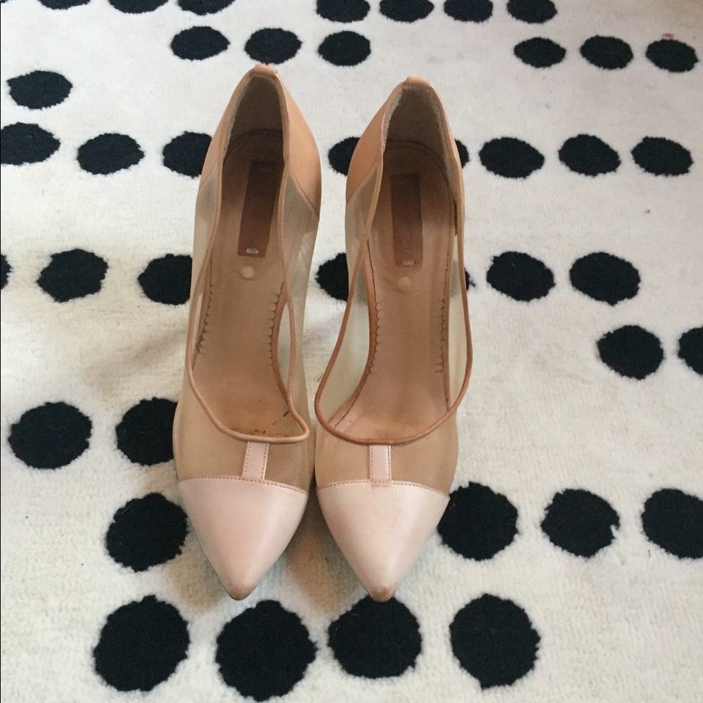 Reed Krakoff Leather Mesh Nude Heels