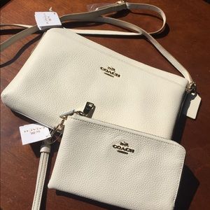 Authentic Coach Cross-body Bag + Wristlet