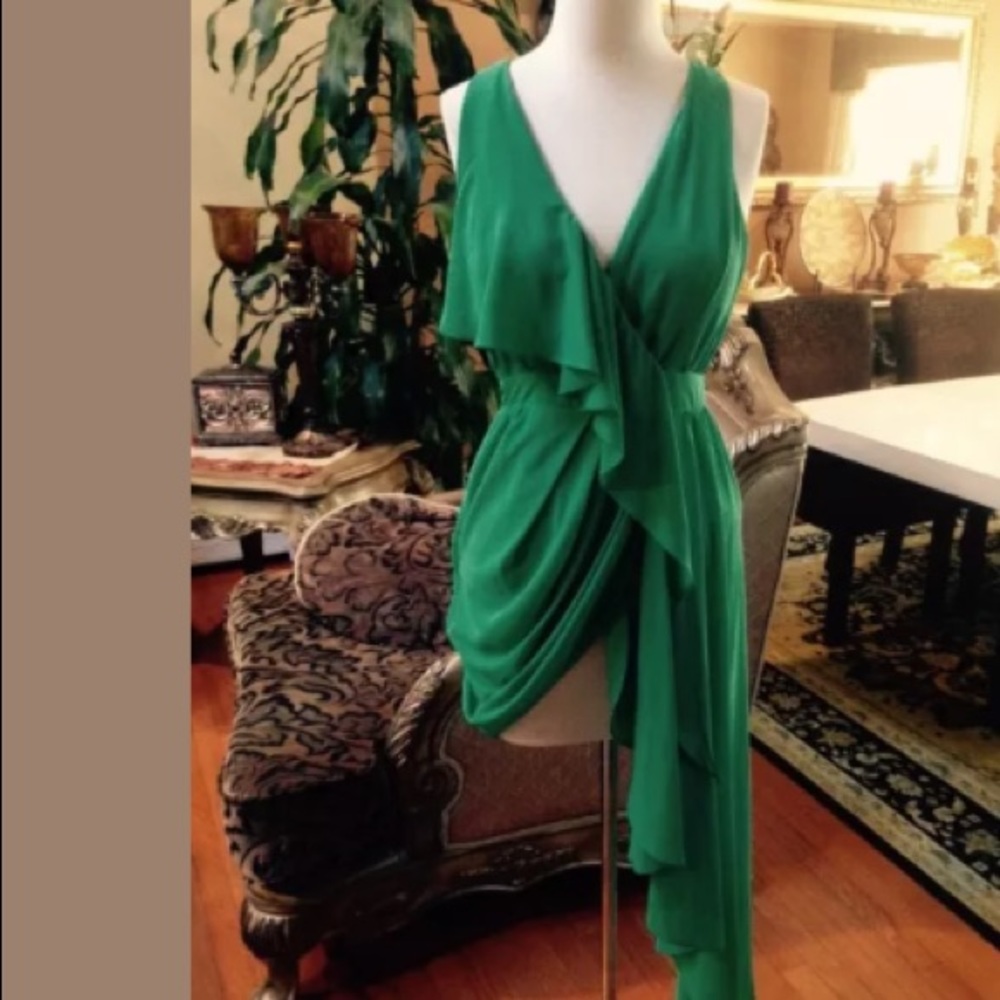 Green high low party cocktail wedding dress
