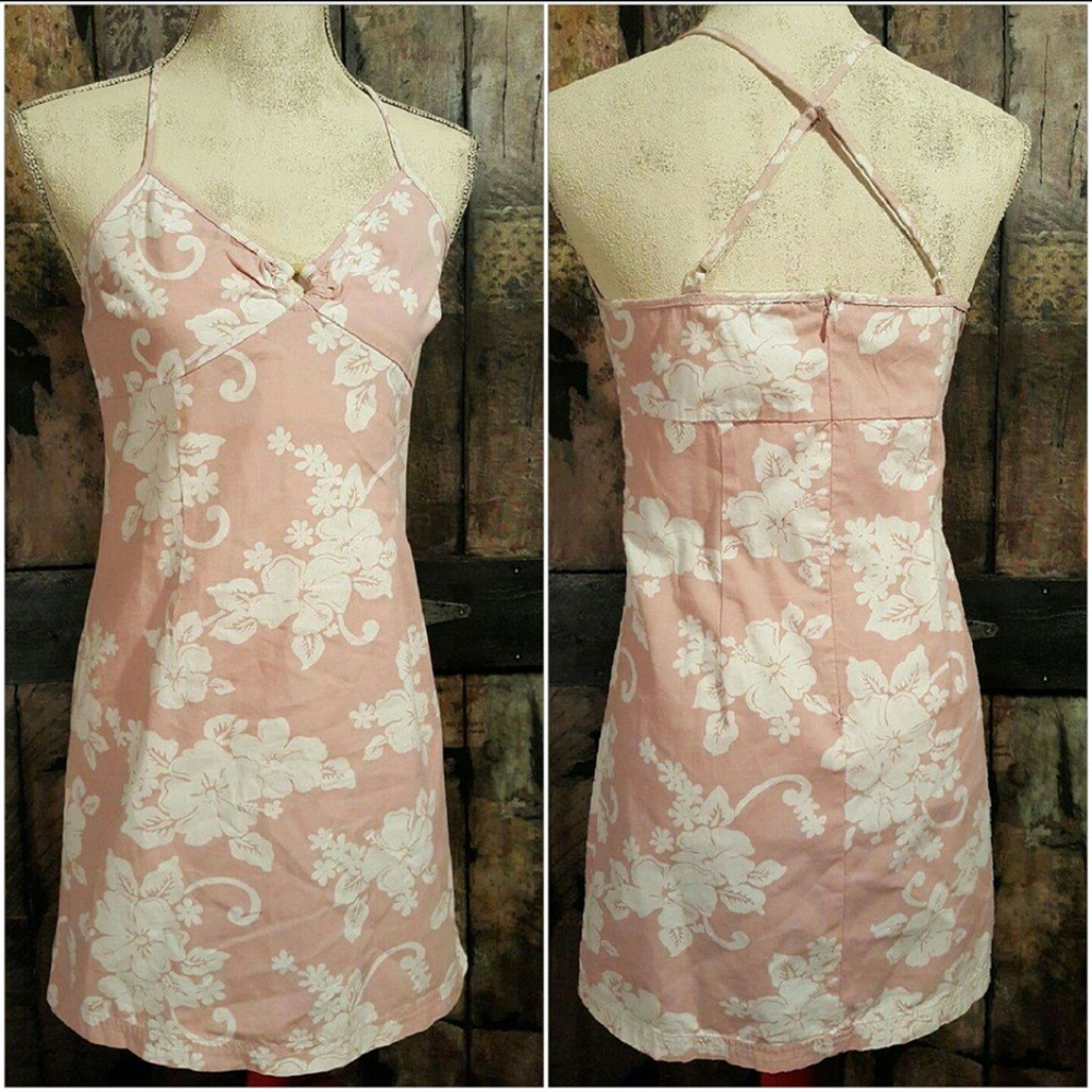 Old Navy Pink Dress Cross Straps Hawaiian Style