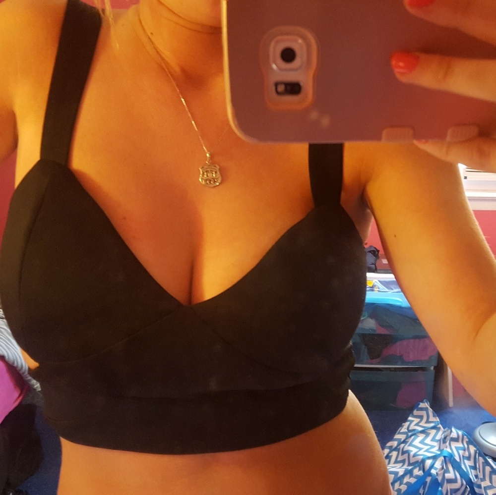 Black crop top with side cut outs