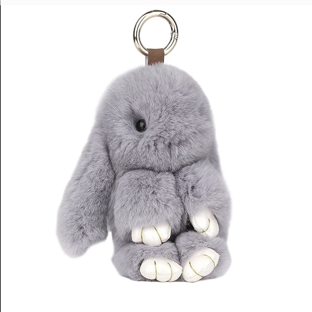 UNIQUE  NATURAL RABBIT FUR KEYCHAIN