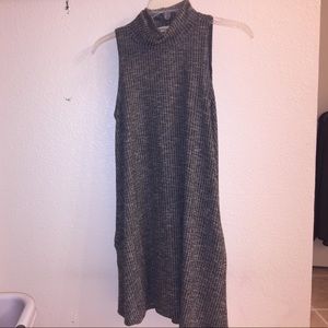 Gray sleeveless turtleneck sweater dress