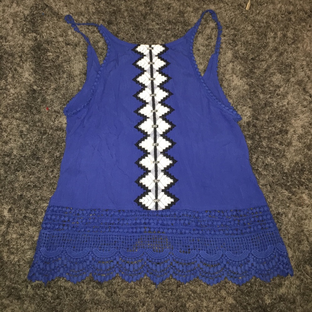 Blue tribal tank top💙