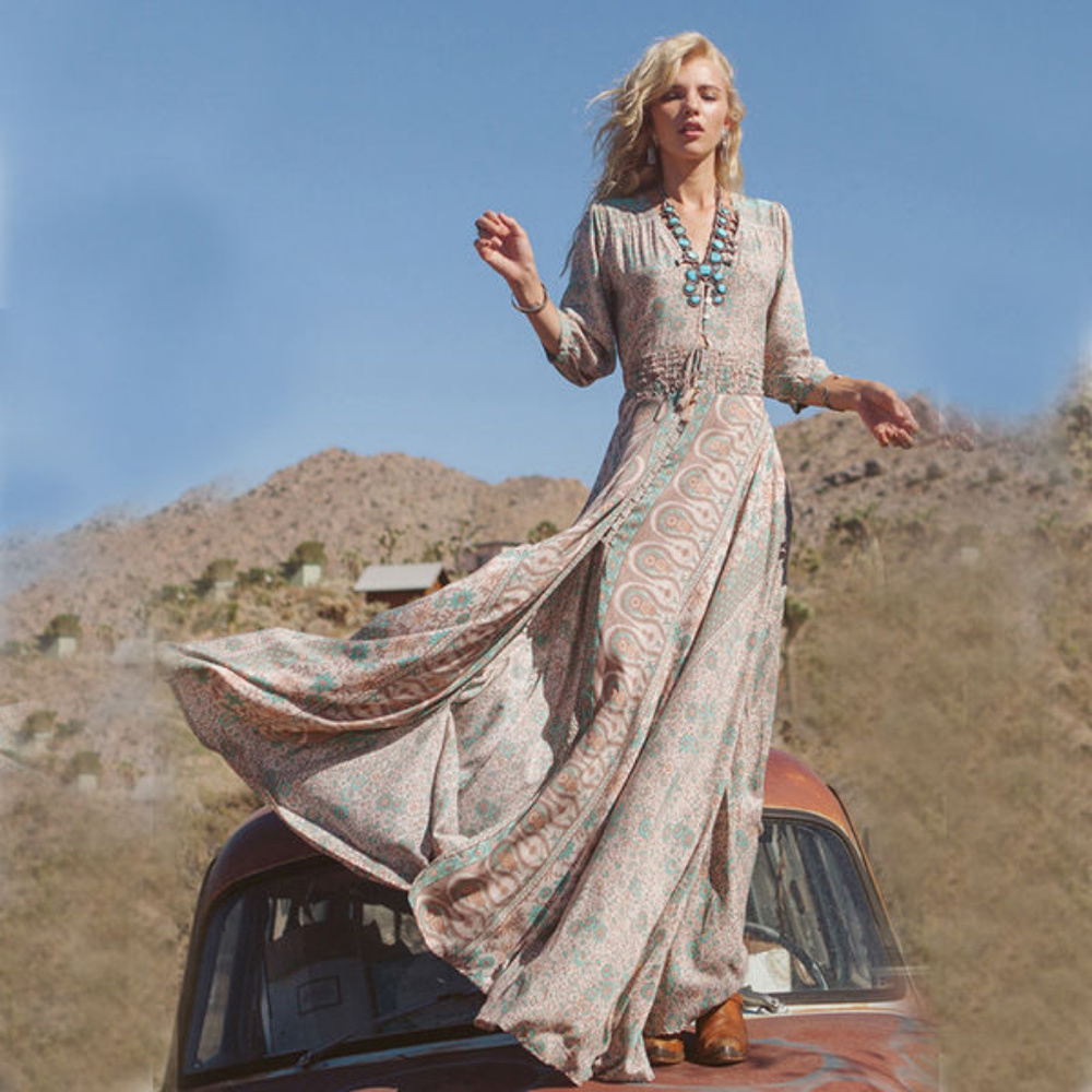 Floral Print Bohemian Maxi Dress FINAL PRICE - Picture 2 of 5