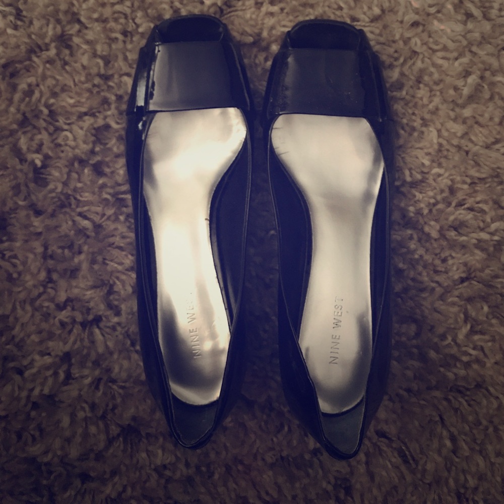 Nine West Black open toe 1 inch heels
