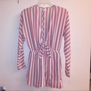 Red and white striped romper
