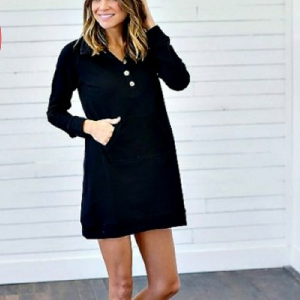 Black, sweatshirt dress