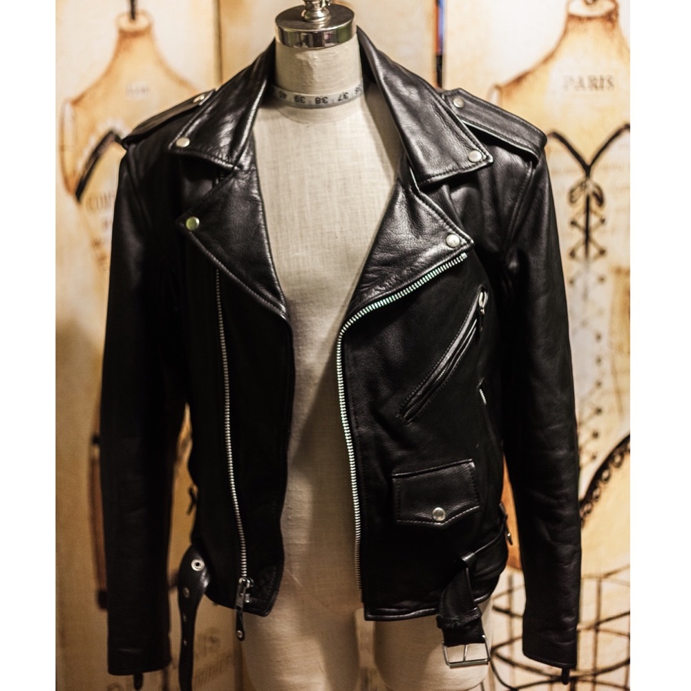 80s Vintage Leather Biker Jacket