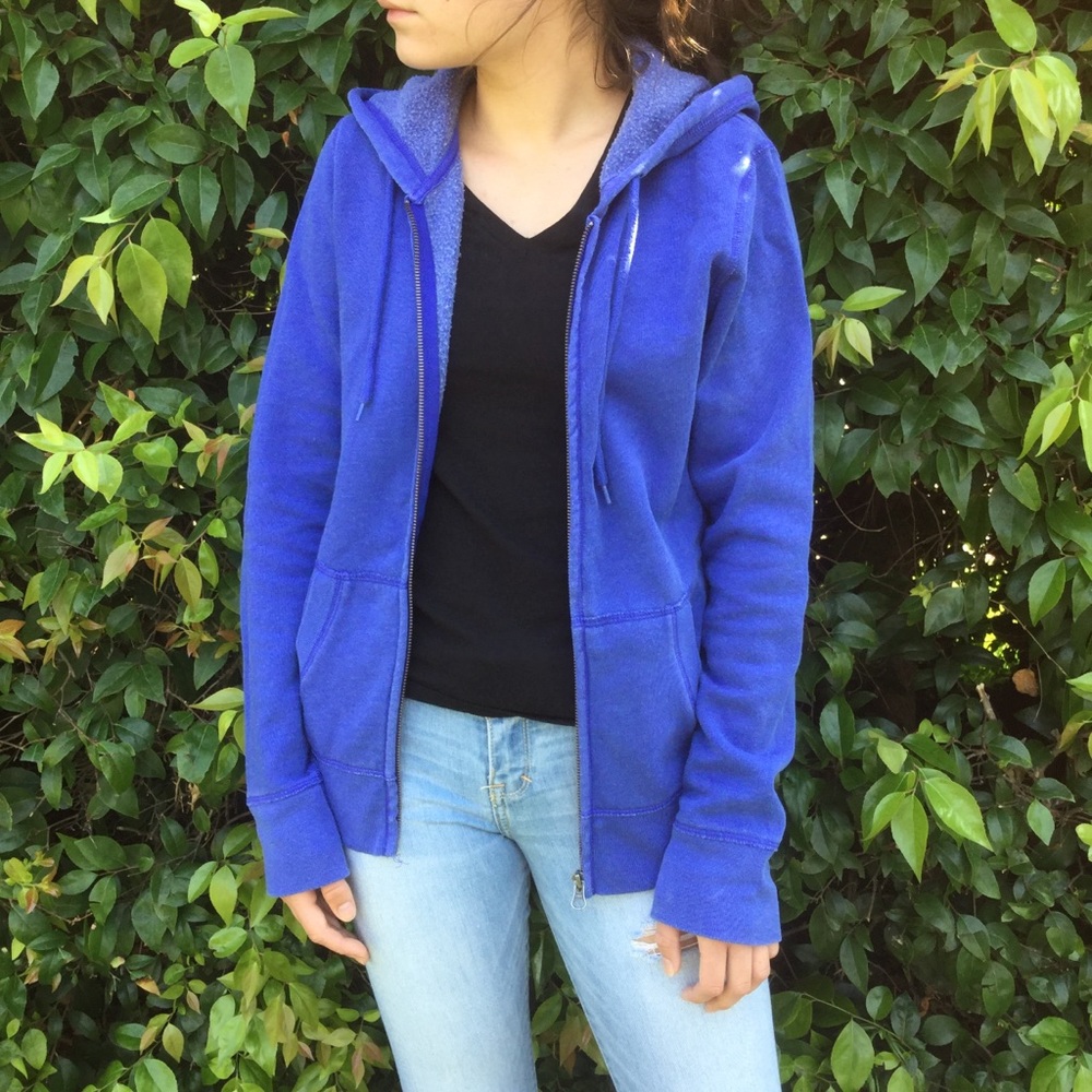 Royal Blue Full Zip Up Jacket with Hood