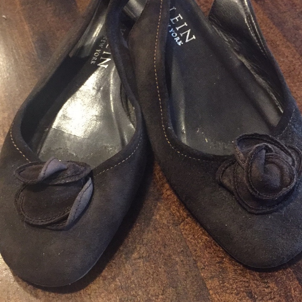 Chocolate suede Anne Klein sling back flats