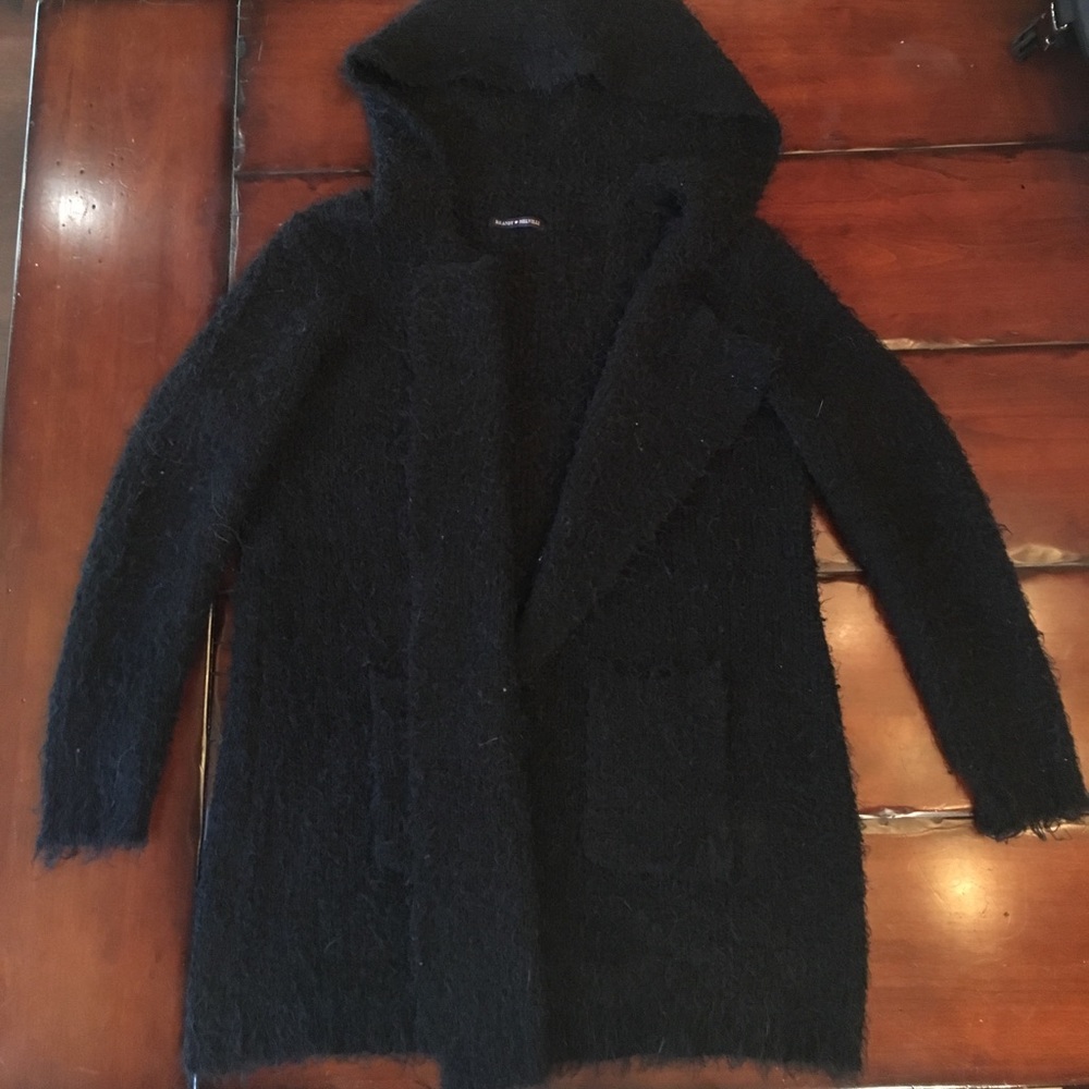 Long black knit cardigan