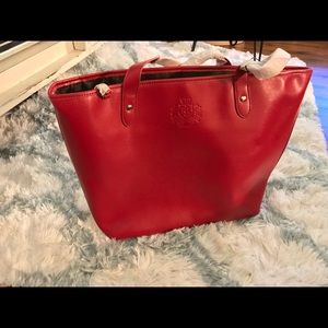 Brand New RALPH LAUREN Red Newbury Heritage Tote