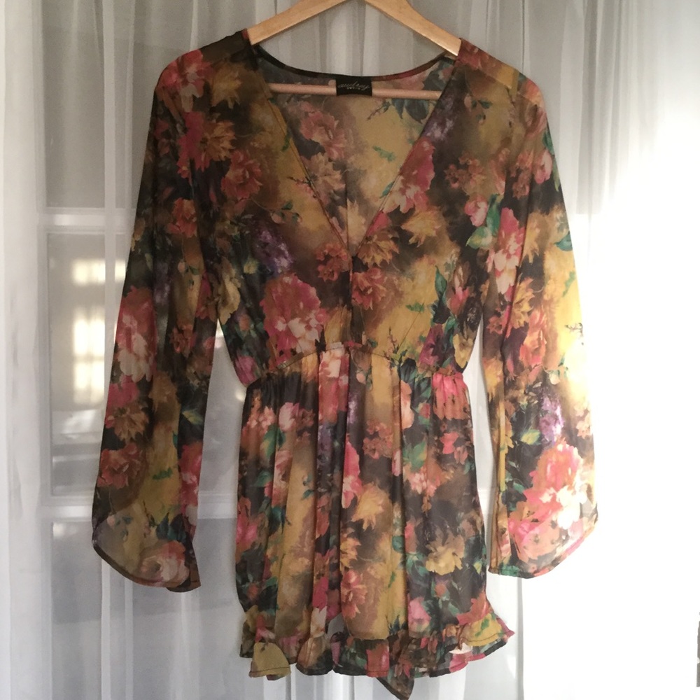Long sleeve v-neck romper