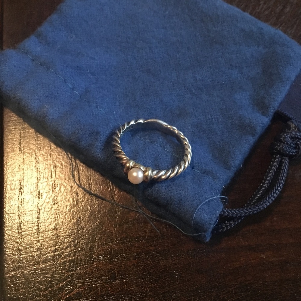 Pearl David Yurman cable Stacking Ring size 7