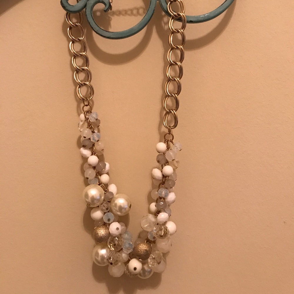 White and gold statement necklace
