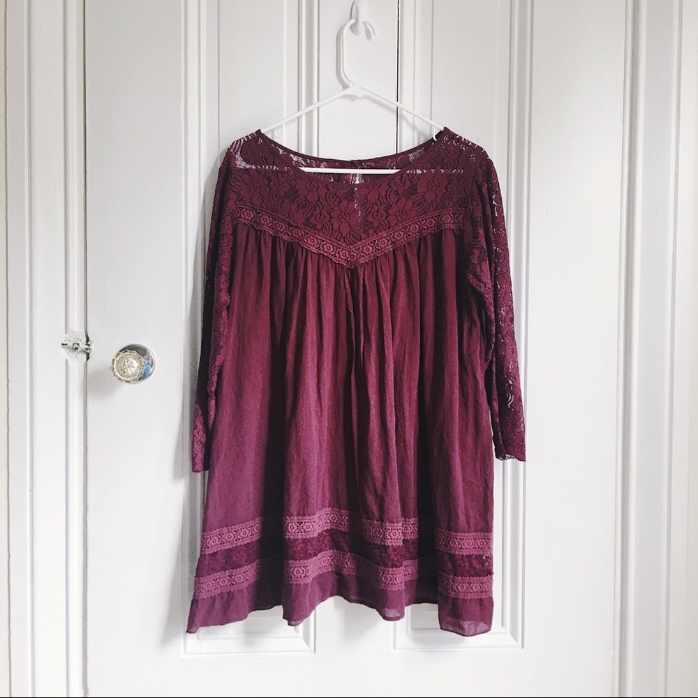 Burgundy Lacey tunic