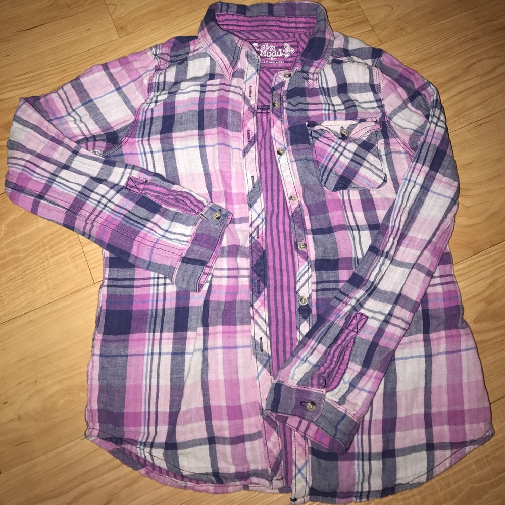 MUDD Long sleeve button flannel girls shirt