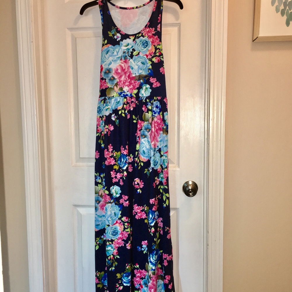 Navy floral maxi dress