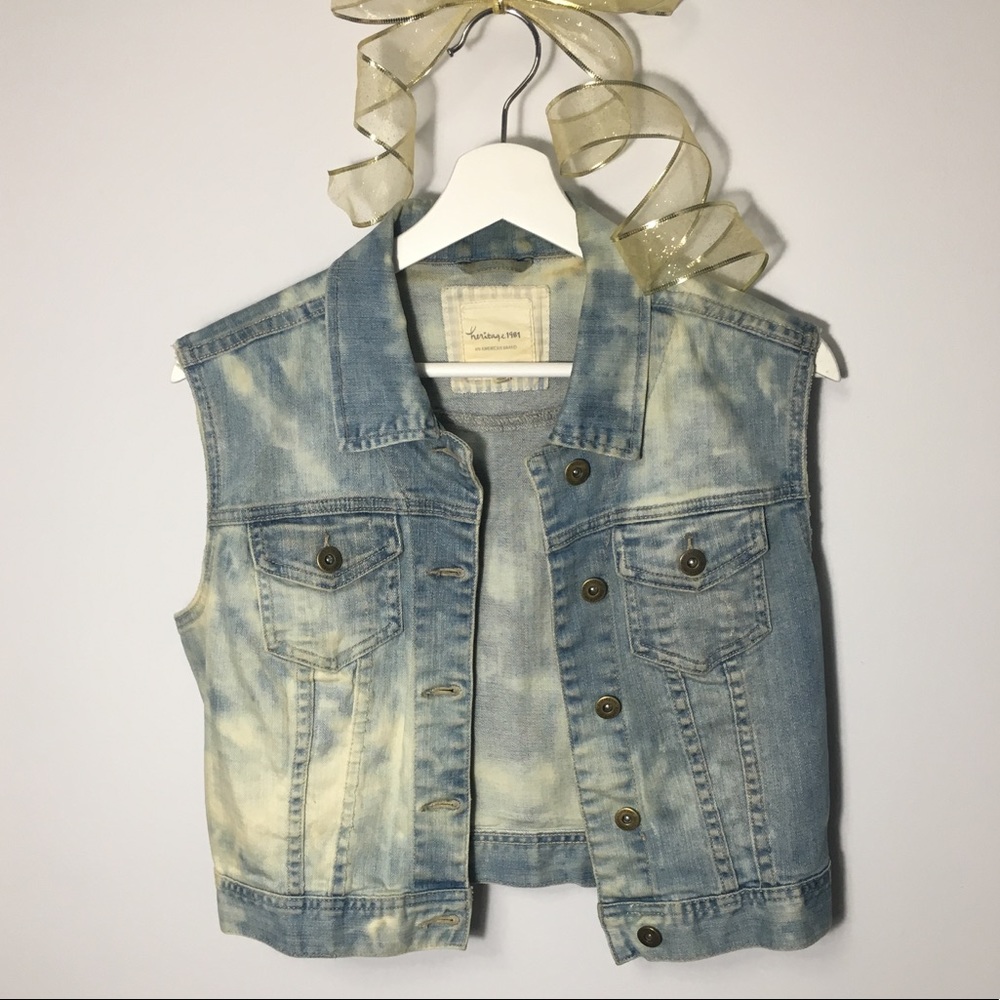 Acid-Washed Denim Vest