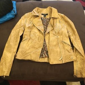BRAND NEW Camel - leather zip up jacket