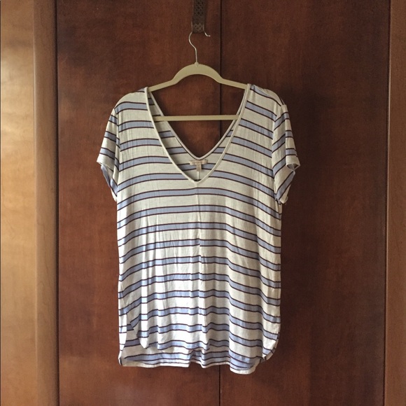 Anthro soft striped v neck tee - Picture 3 of 6