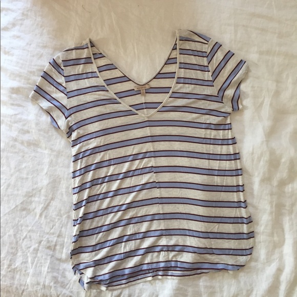 Anthro soft striped v neck tee - Picture 2 of 6