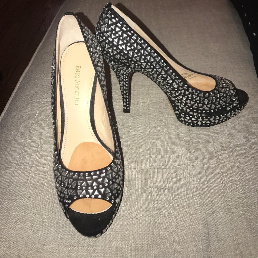 ENZO ANGIOLINI designer rhinestone pumps