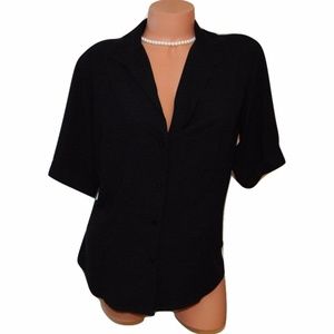 Womens Laura Scott Black 3/4 Sleeve Button Up Top