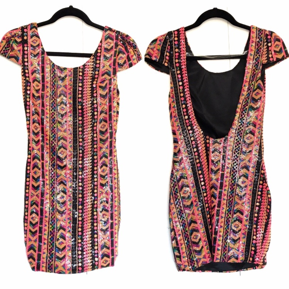 BRAND NEW SEQUIN SORBET OPEN BACK ULTRA MINI DRESS NWT SIZE SMALL (FITTED!)