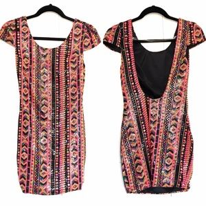 BRAND NEW SEQUIN SORBET OPEN BACK ULTRA MINI DRESS NWT SIZE SMALL (FITTED!)