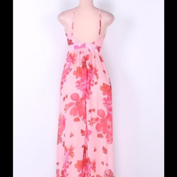 ❤️SALE❤️ Pink floral chiffon maxi dress - Picture 4 of 4