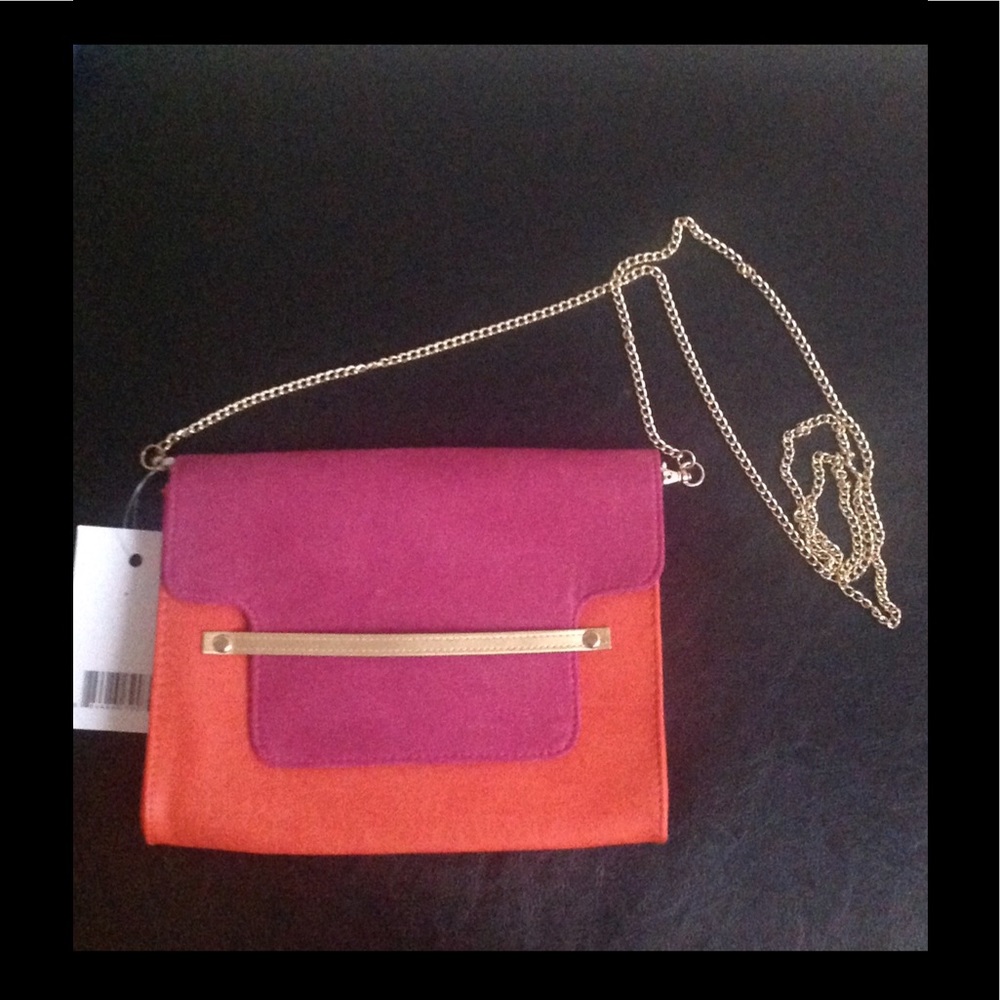 Pink and orange colorblock bag