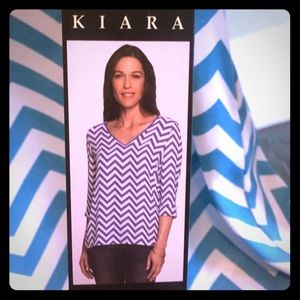 Chevron blue and white blouse