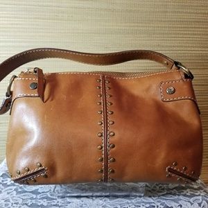 Michael Kors Studded Brown Leather Shoulder Bag