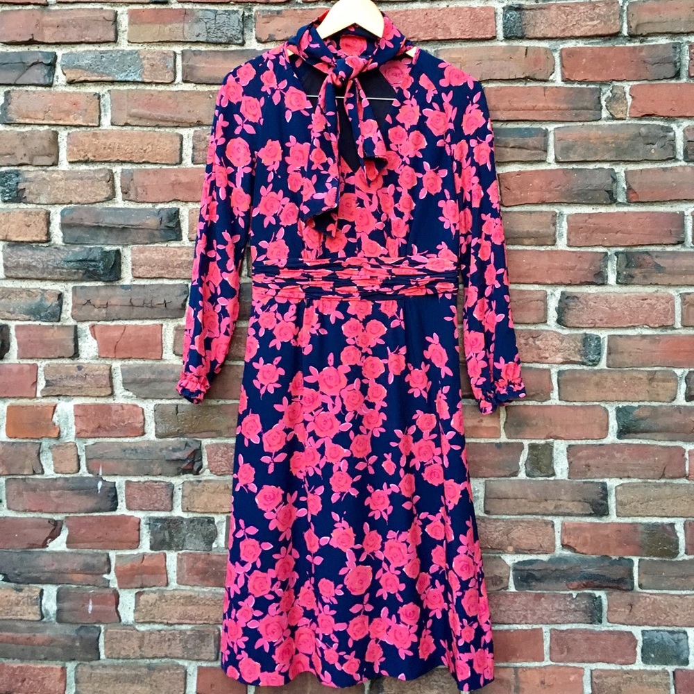 LOWEST TORY BURCH RARE Silk Tie Neck Floral Dress