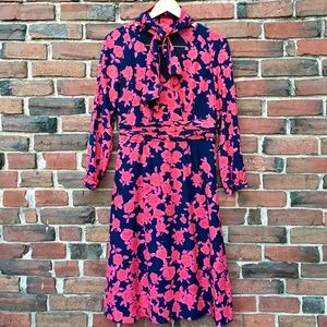 LOWEST TORY BURCH RARE Silk Tie Neck Floral Dress