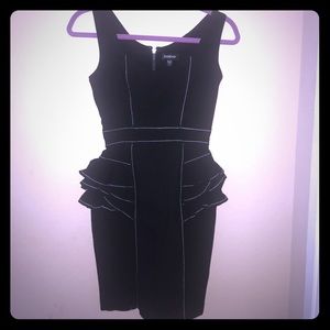 Bebe black with white embroidered fitted dress