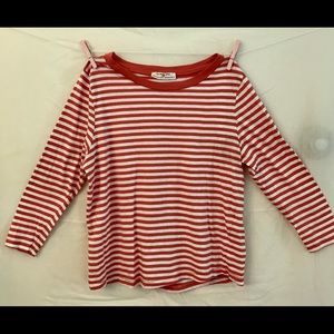 3/4 Sleeve Orange Striped T-Shirt