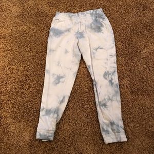 Blue and white tie dye joggers