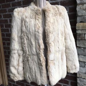 Real rabbit fur split end ltd. coat