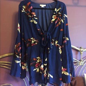 blue tie in front romper