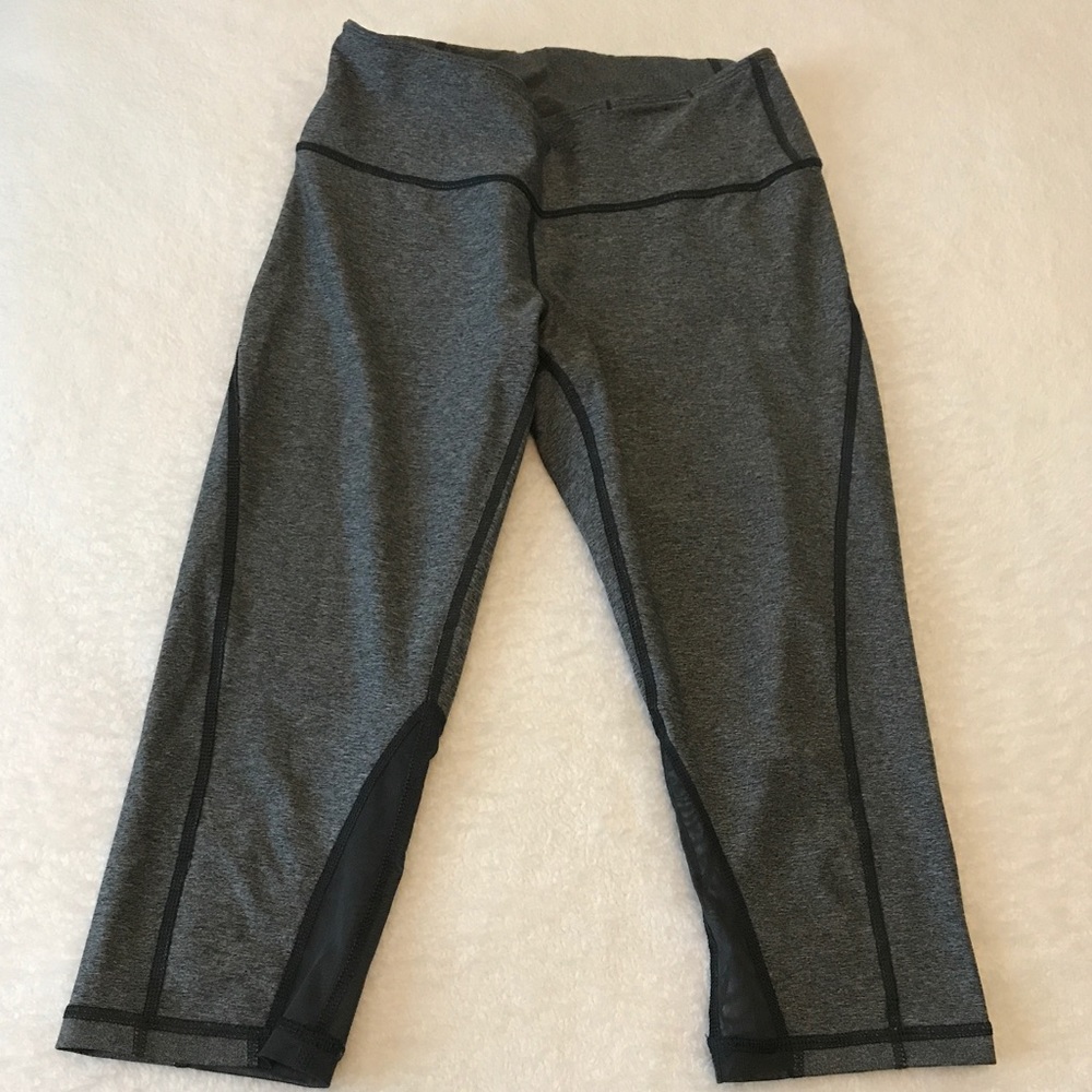Zella High Waist Gray Mesh Crop Leggings