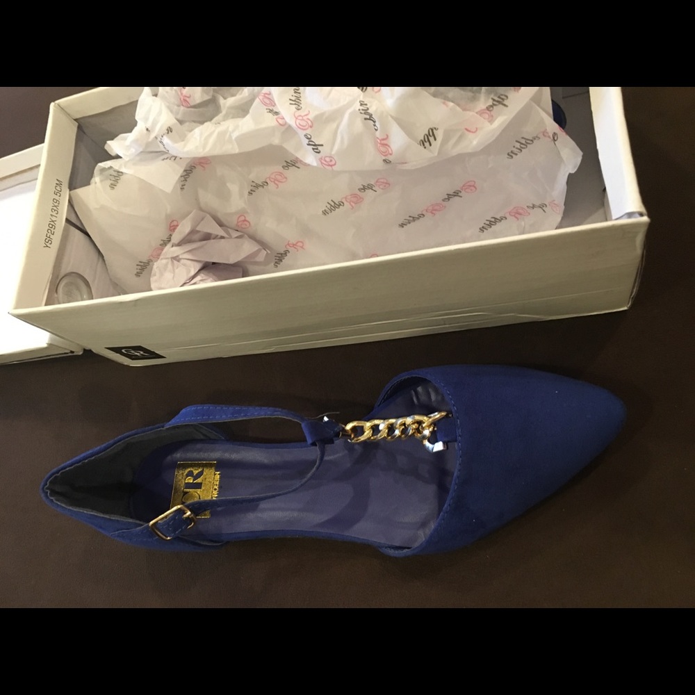 Blue suede flats - brand new.
